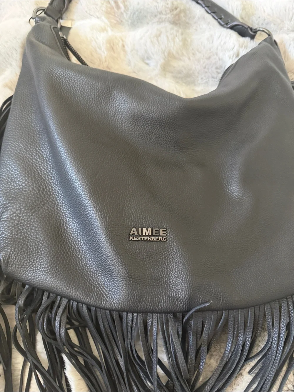 Aimee Kestenberg Black Leather Fringe Hobo
